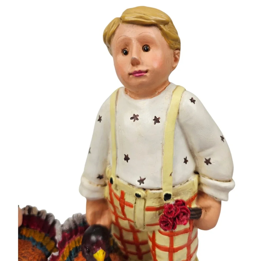 Midwest of Cannon Falls Thanksgiving Pilgrim Boy‎ Girl Turkey Figurines Set 2